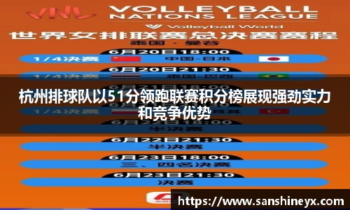 杭州排球队以51分领跑联赛积分榜展现强劲实力和竞争优势